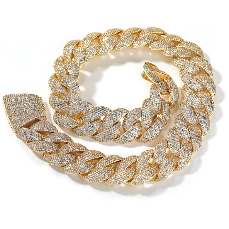 Vein Dynasty® 24mm Cuban Chain in 18K Gold-Plated Pure Copper with Cubic  Zirconia