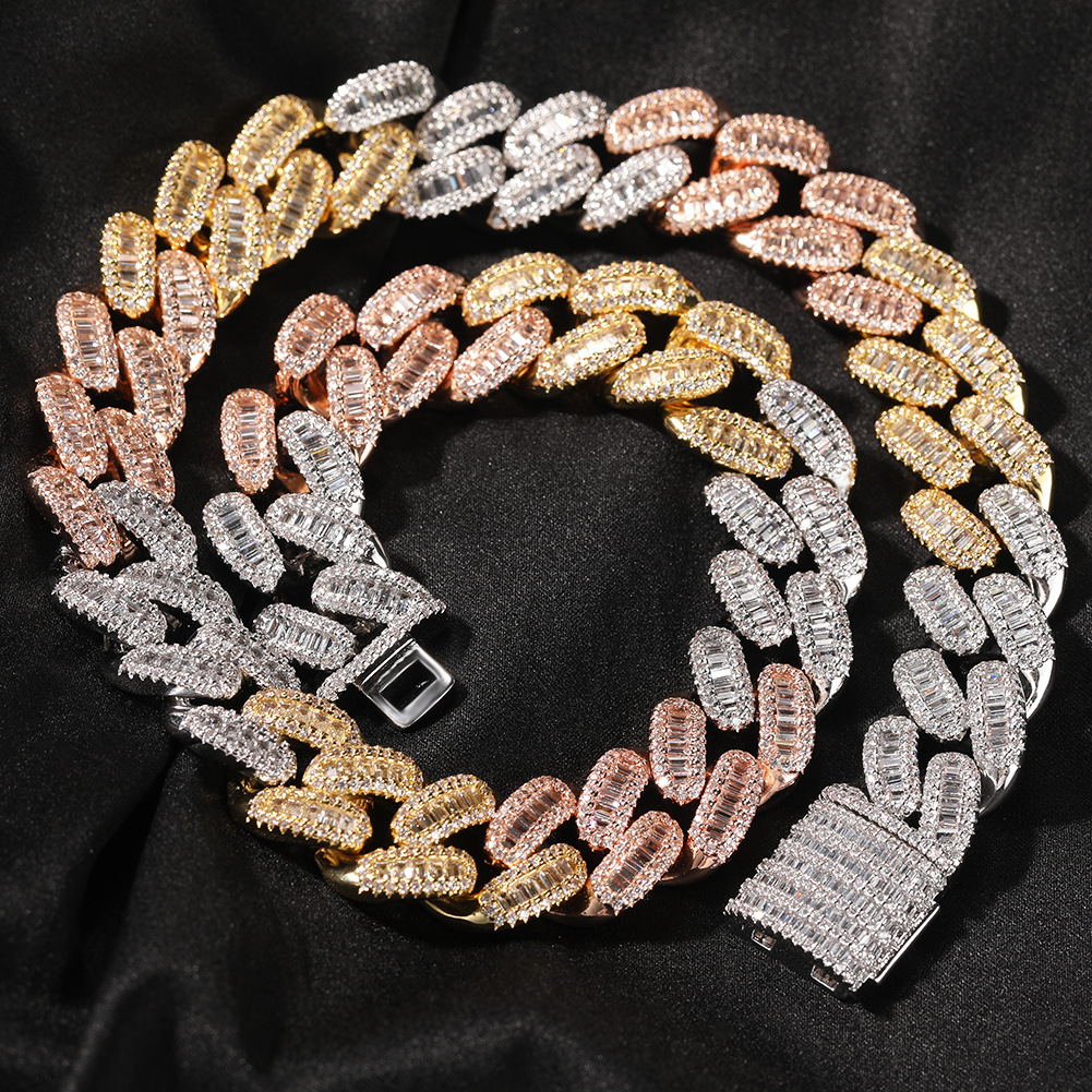 Vein Dynasty® 15mm Cuban Link Chain in 18K Gold-Plated Pure Copper and Cubic Zirconia
