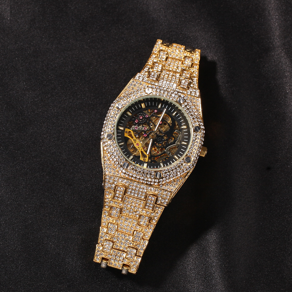 Vein Dynasty® Mechanical Watch in 18K Gold-Plated Alloy with Crystal