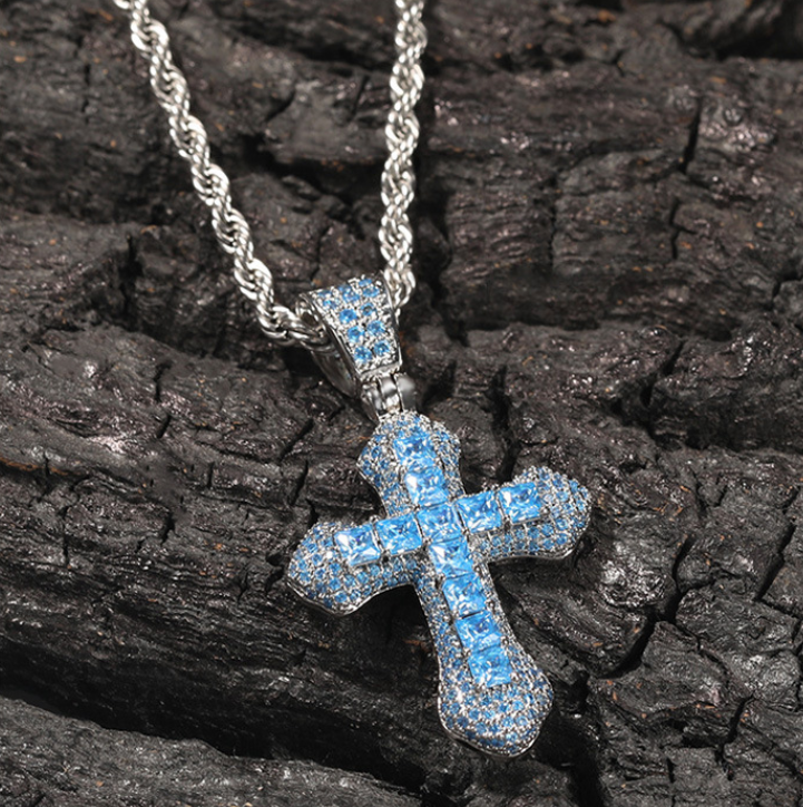 Vein Dynasty® Cross Pendant in 18K Gold-Plated Pure Copper with Cubic Zirconia