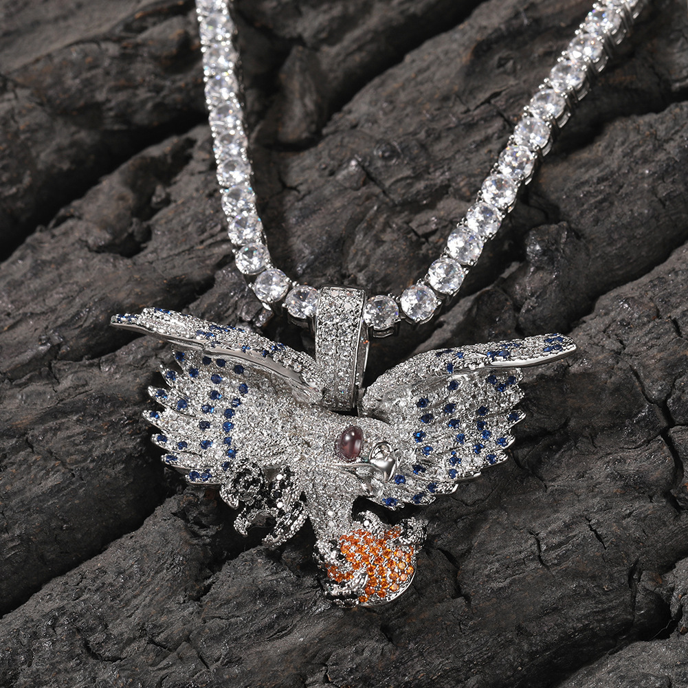 Vein Dynasty® Falcon Pendant in 18K Gold-Plated Pure Copper with Cubic Zirconia