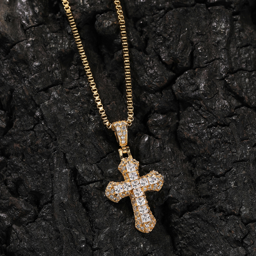 Vein Dynasty® Mini Cross Pendant in 18K Gold-Plated Pure Copper with Cubic Zirconia