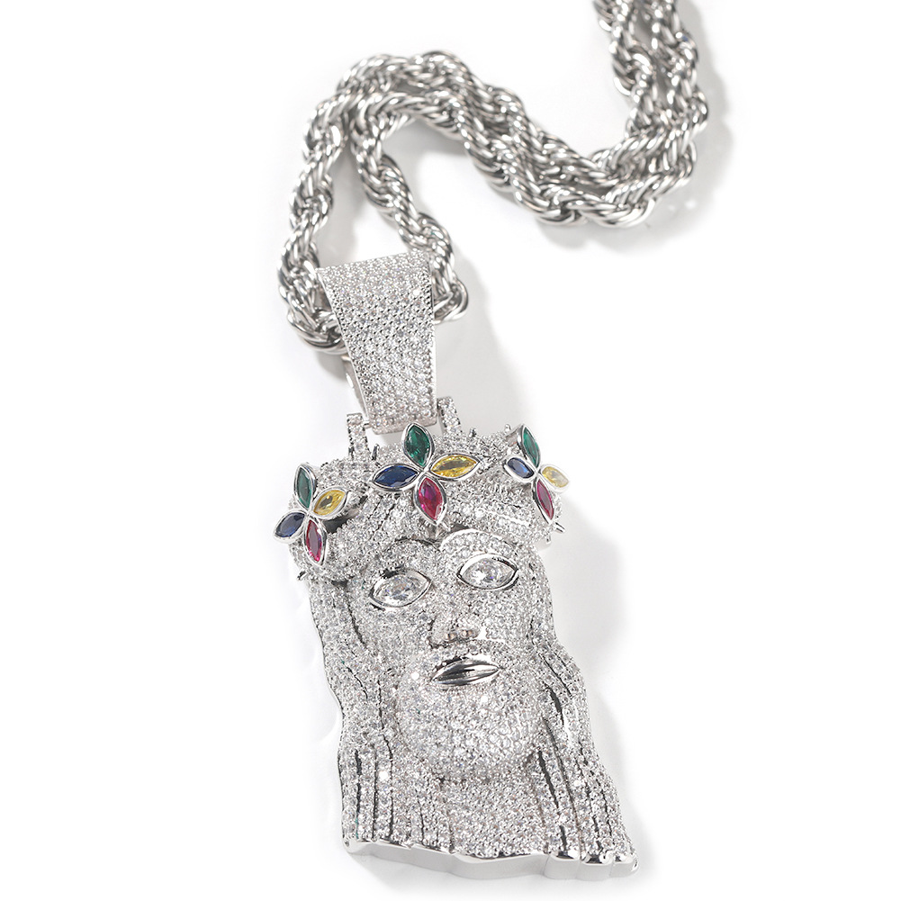 Vein Dynasty® Four Leaf Clover Crown Portrait Pendant in 18K Gold-Plated Pure Copper with Cubic Zirconia