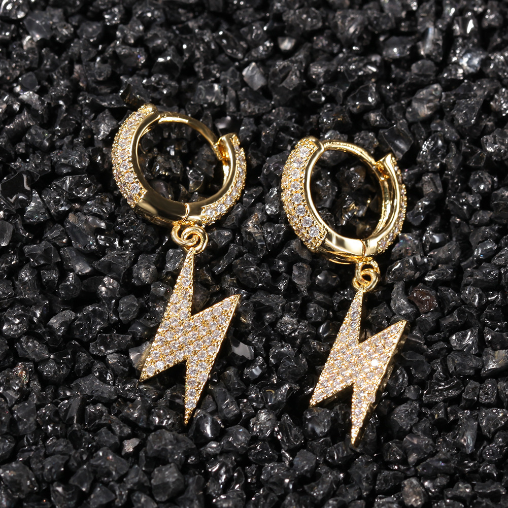 Vein Dynasty® Lightning Earring in 18K Gold-Plated Pure Copper and Cubic Zirconia