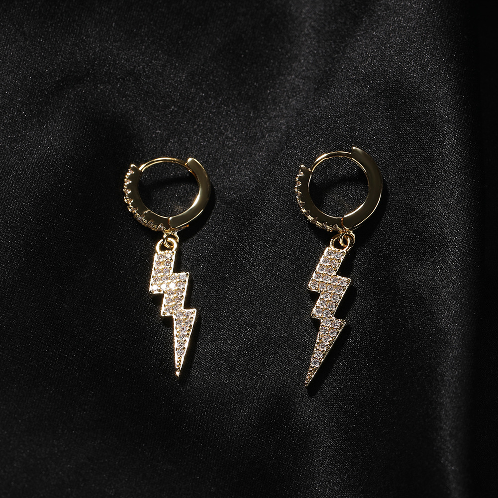 Vein Dynasty® Double Lightning Earring in 18K Gold-Plated Pure Copper and Cubic Zirconia