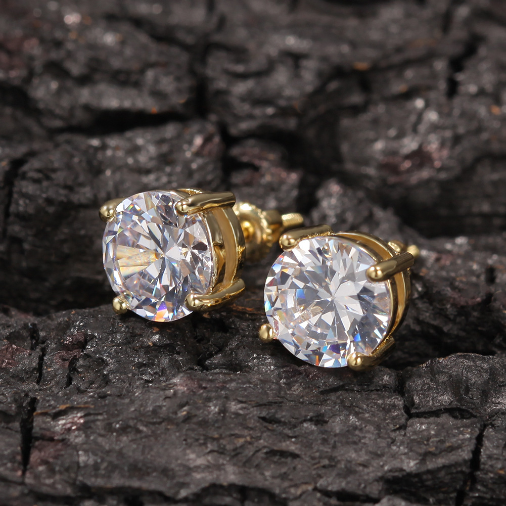 Vein Dynasty® Classic Round Zircon Earring in 18K Gold-Plated Pure Copper and Cubic Zirconia