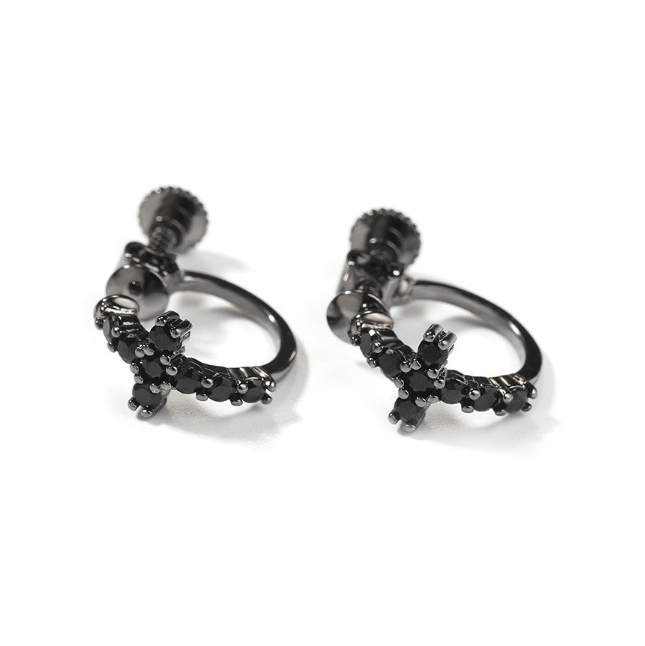 Vein Dynasty® Spiral Buckle Cross Hoop Earring in Pure Copper and Cubic Zirconia