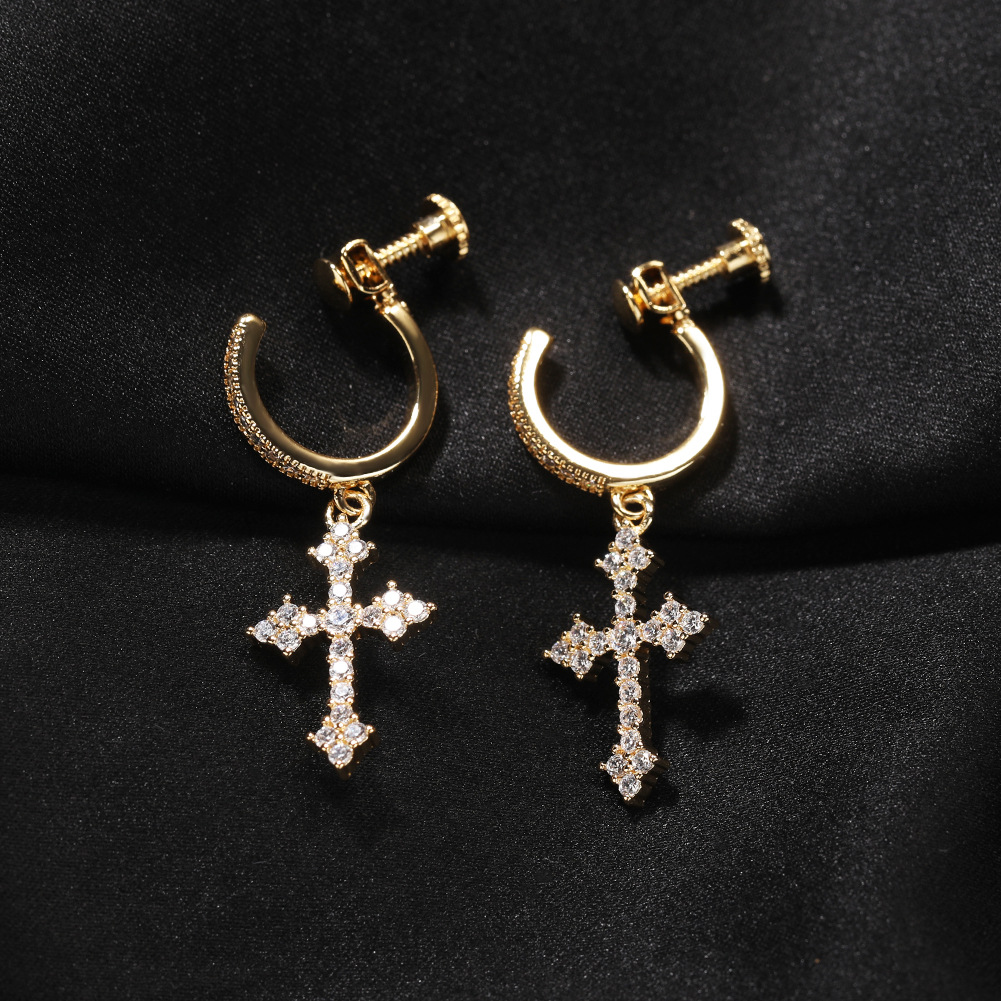 Vein Dynasty® Cross Hoop Earring in Pure Copper and Cubic Zirconia