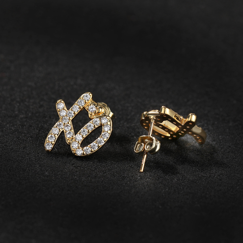 Vein Dynasty® XO Stud Earring in 18K Gold-Plated Pure Copper and Cubic Zirconia