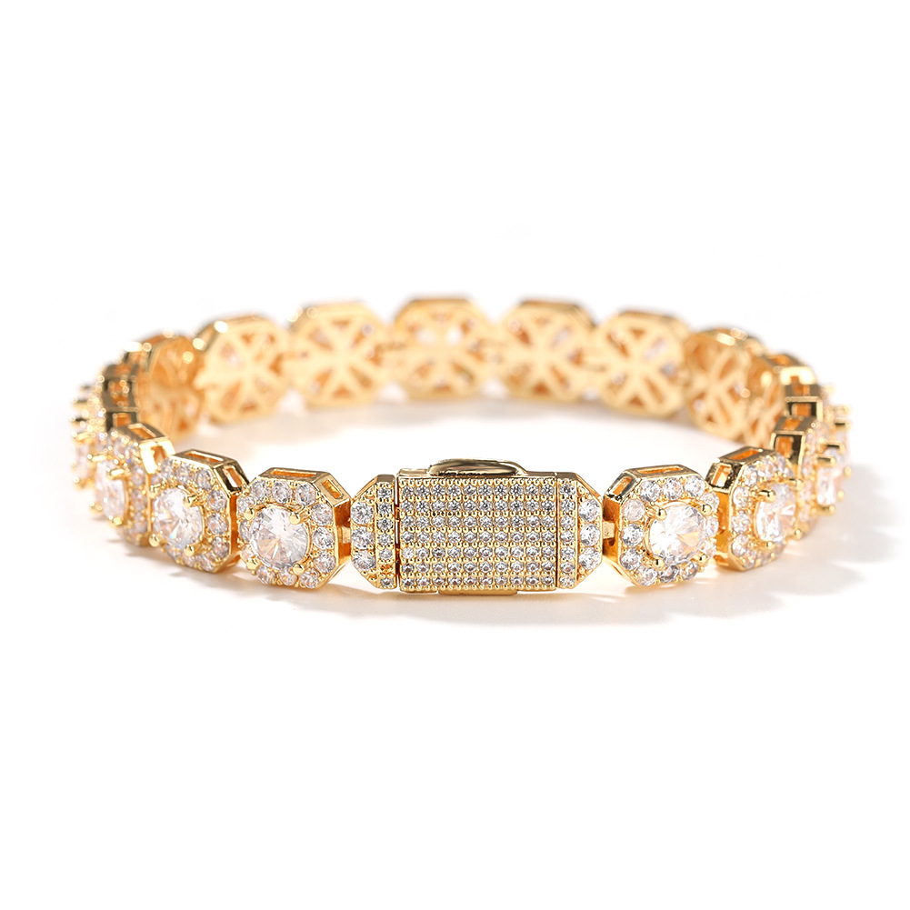 Vein Dynasty® 9mm Square Bracelets in 18K Gold-Plated Pure Copper with Cubic Zirconia