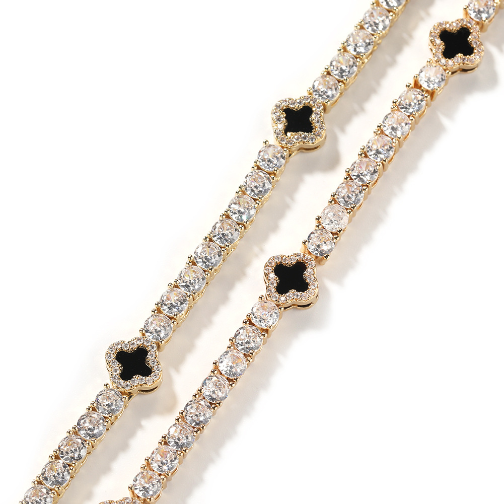 Vein Dynasty® Clover Tennis Bracelets in 18K Gold-Plated Pure Copper with Cubic Zirconia