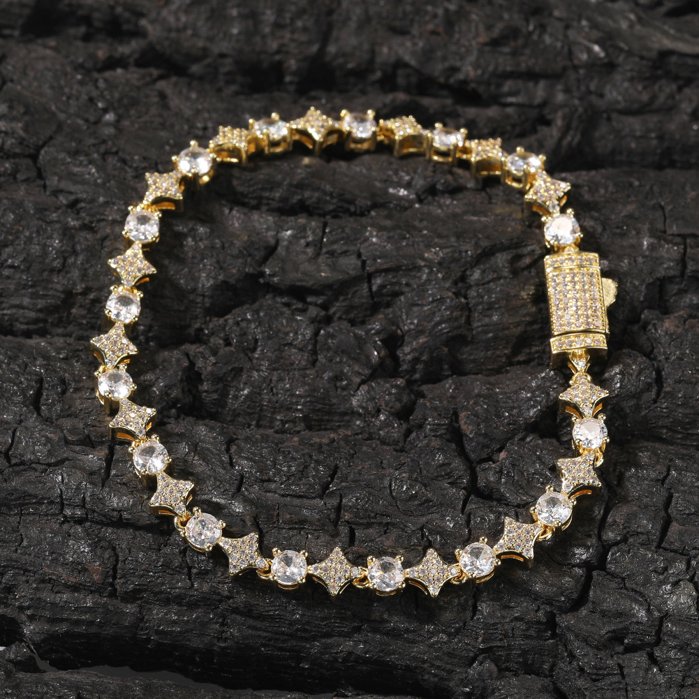 Vein Dynasty® 6mm Star Tennis Bracelets in 18K Gold-Plated Pure Copper with Cubic Zirconia