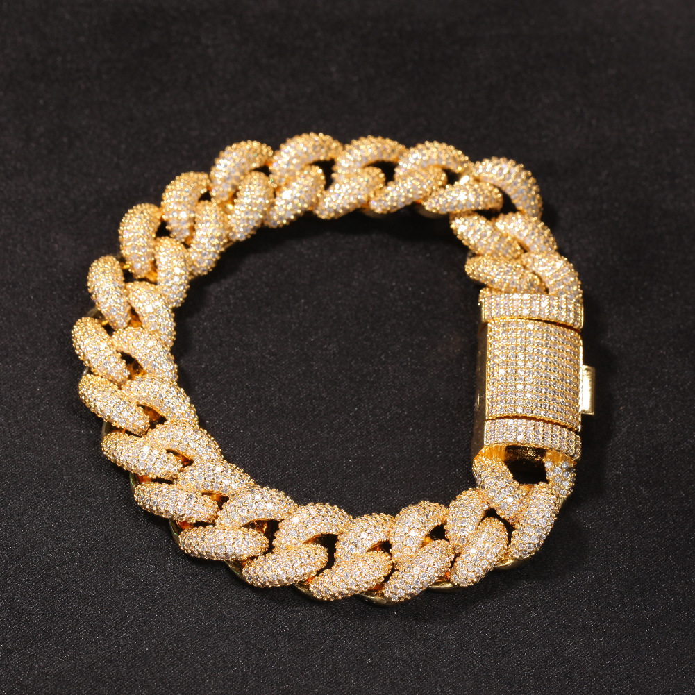 Vein Dynasty® Rough Style Cuban Bracelets in 18K Gold-Plated Pure Copper with Cubic Zirconia