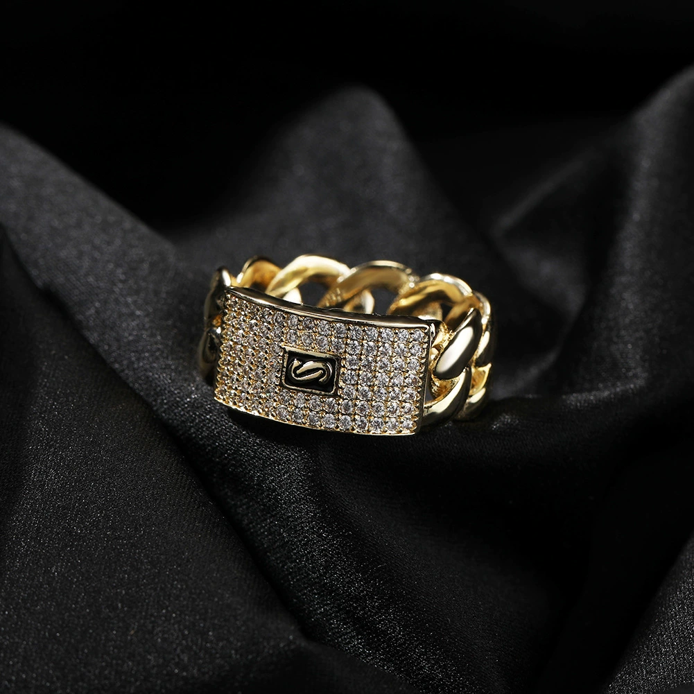 Vein Dynasty® Cuban Ring in 18K Gold-Plated Pure Copper with Cubic Zirconia
