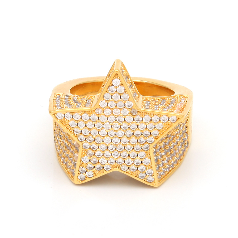 Vein Dynasty® Five Pointed Star Ring in 18K Gold-Plated Pure Copper with Cubic Zirconia