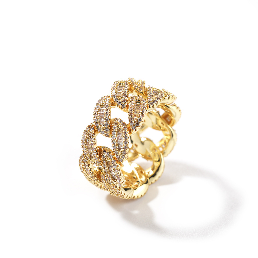 Vein Dynasty® Moon Cuban Ring in 18K Gold-Plated Pure Copper with Cubic Zirconia