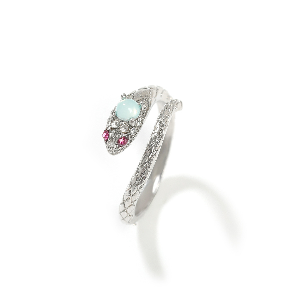 Vein Dynasty® Spirit Snake Opening Ring in 18K Gold-Plated Pure Copper with Cubic Zirconia