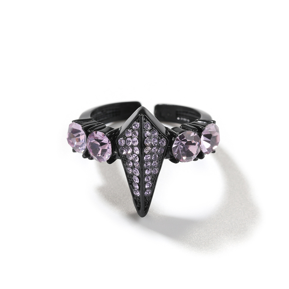 Vein Dynasty® Black Panther Open Ring in 18K Gold-Plated Pure Copper with Cubic Zirconia