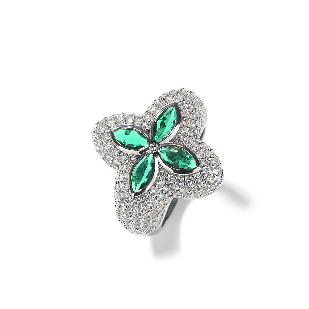 Vein Dynasty® Clover Ring in 18K Gold-Plated Pure Copper with Cubic Zirconia