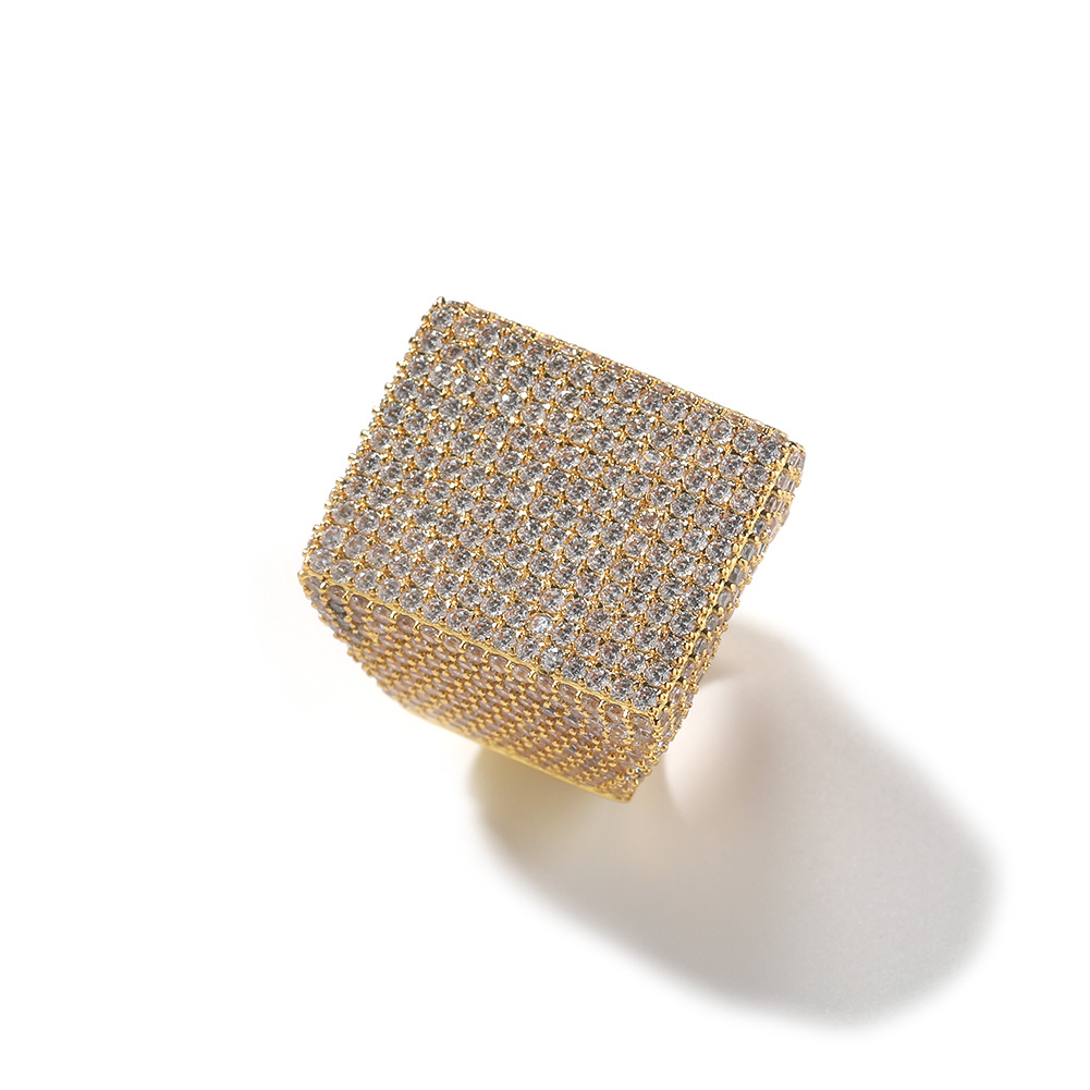 Vein Dynasty® Large Block Ring in 18K Gold-Plated Pure Copper with Cubic Zirconia