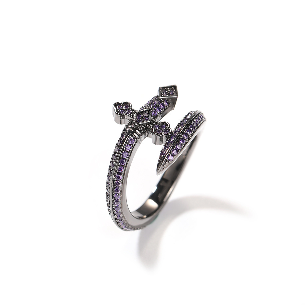 Vein Dynasty® The Sword of Justice Ring in 18K Gold-Plated Pure Copper with Cubic Zirconia