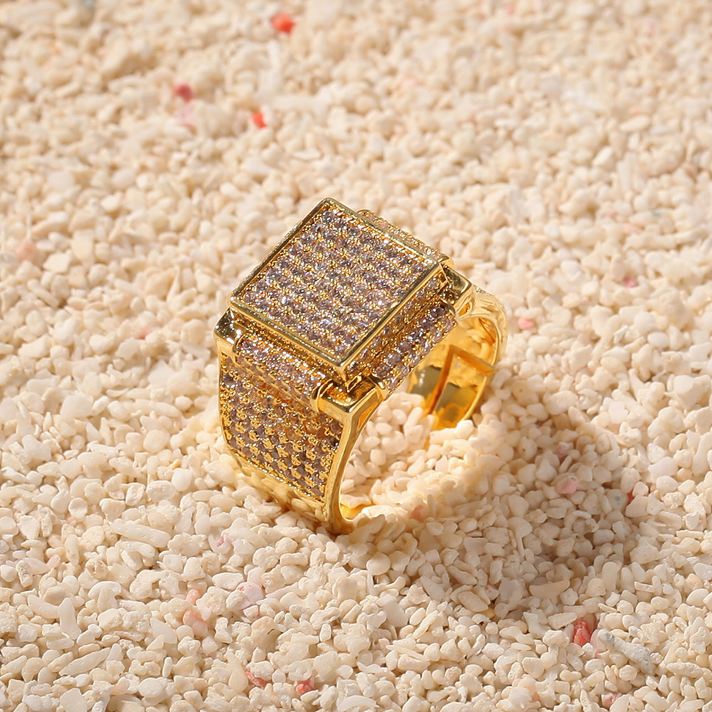 Vein Dynasty® Square Ring in 18K Gold-Plated Pure Copper with Cubic Zirconia