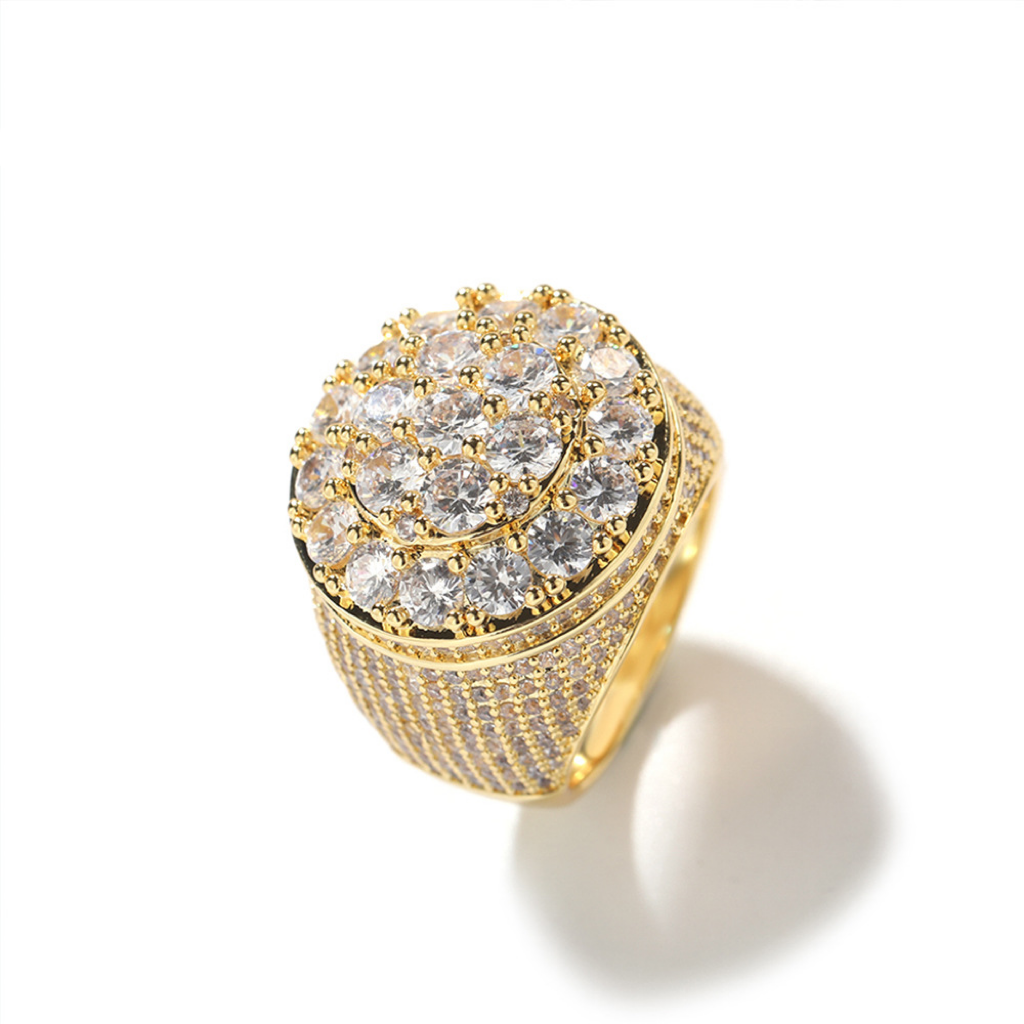 Vein Dynasty® Flower Ring in 18K Gold-Plated Pure Copper with Cubic Zirconia